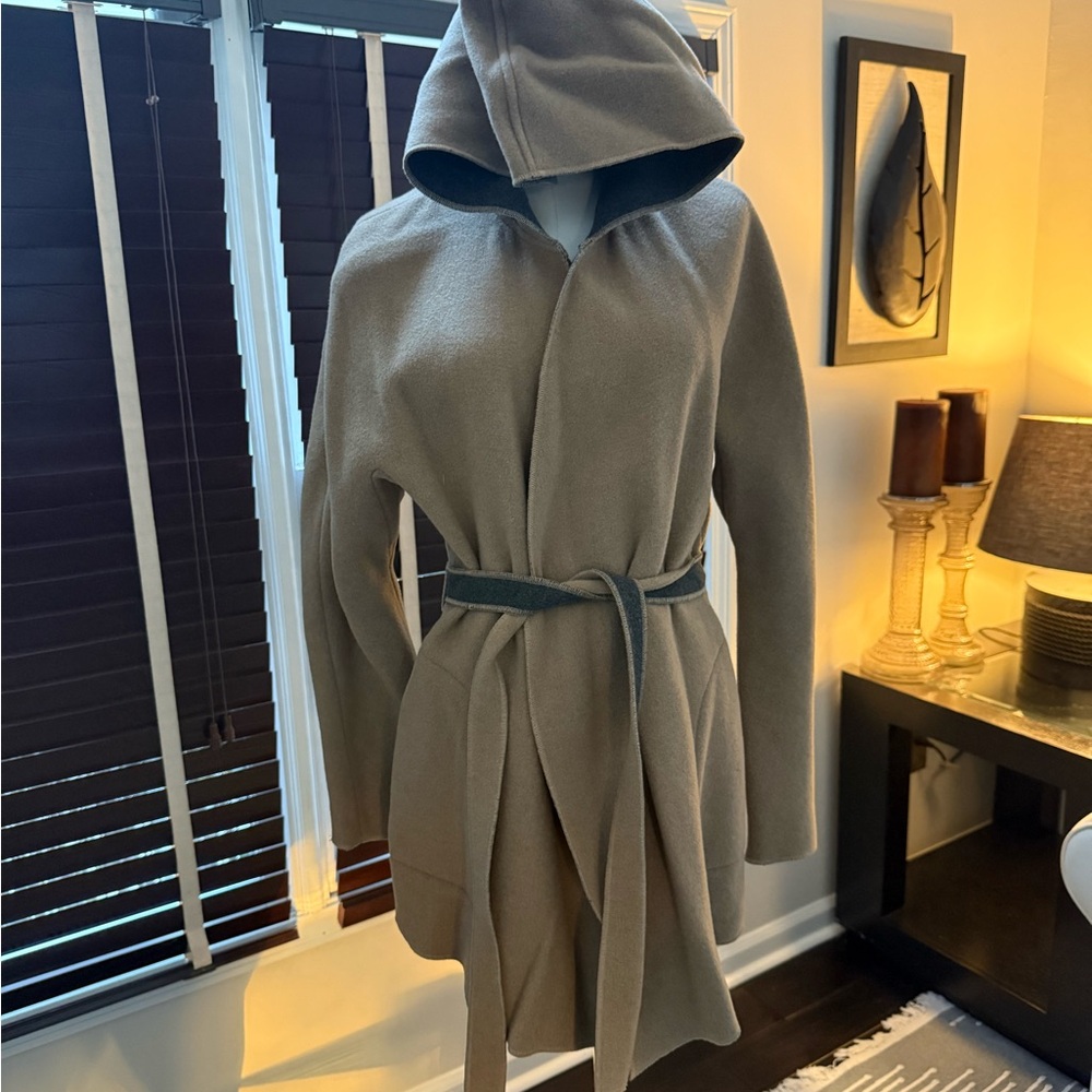 GAP Gray and Tan Hooded Coat